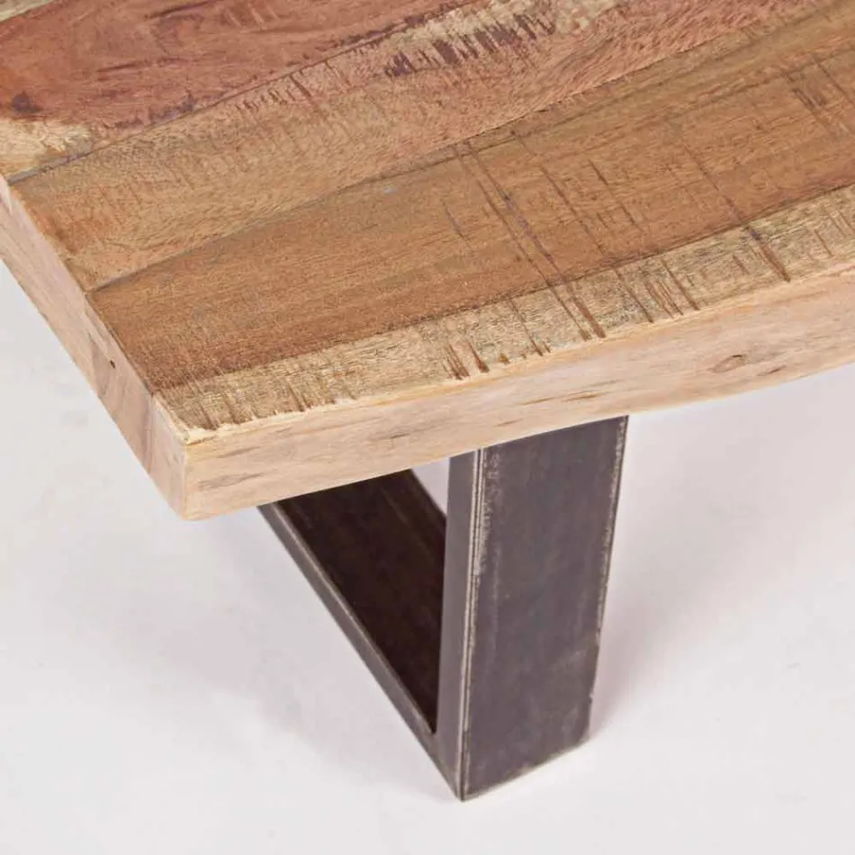 Moderní konferenční stolek z akáciového dřeva a oceli Homemotion - Verdicchio Viadurini