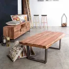 Moderní konferenční stolek z akáciového dřeva a oceli Homemotion - Verdicchio Viadurini