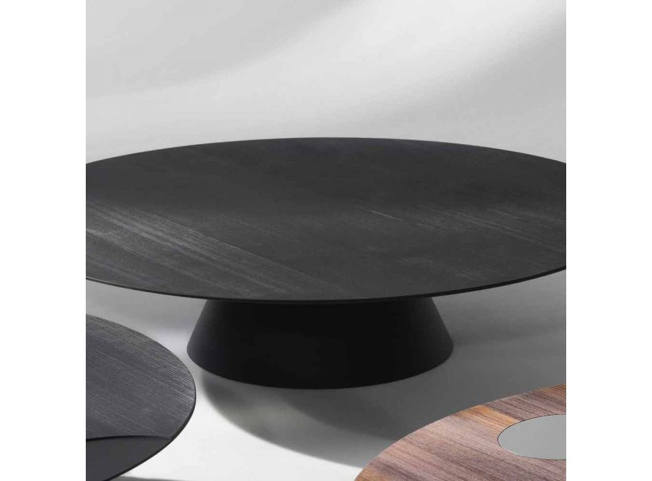 Moderní konferenční stolek, černě lakovaná modřín Giglio Viadurini