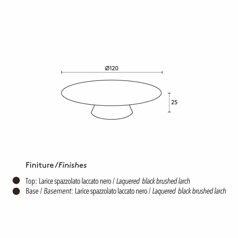 Moderní konferenční stolek, černě lakovaná modřín Giglio Viadurini
