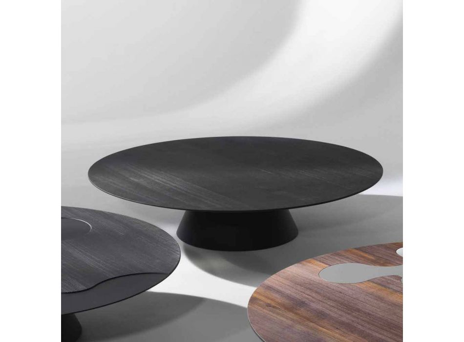Moderní konferenční stolek, černě lakovaná modřín Giglio Viadurini