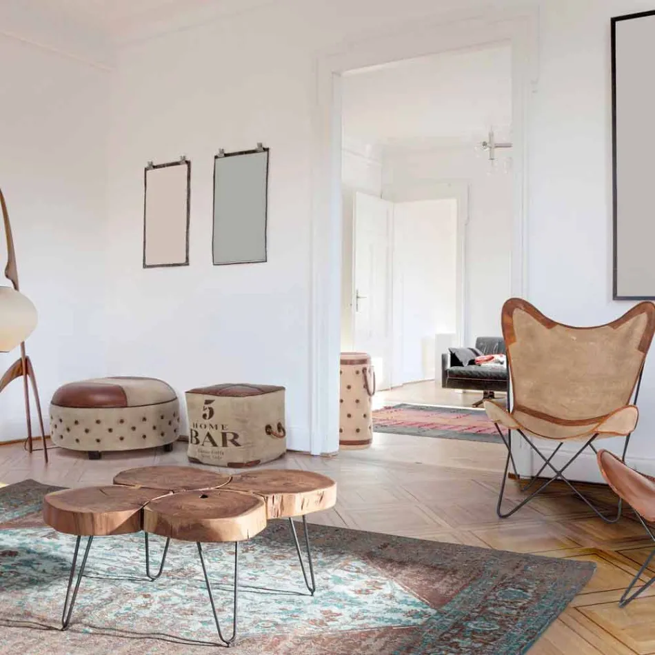 Moderní konferenční stolek Homemotion ze dřeva a lakované oceli - Severo Viadurini