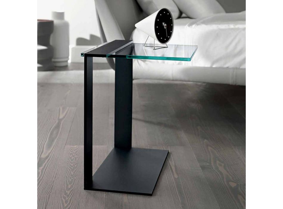 Moderní kovový a uzený nebo čirý skleněný konferenční stolek vyrobený v Itálii - Teilor Viadurini