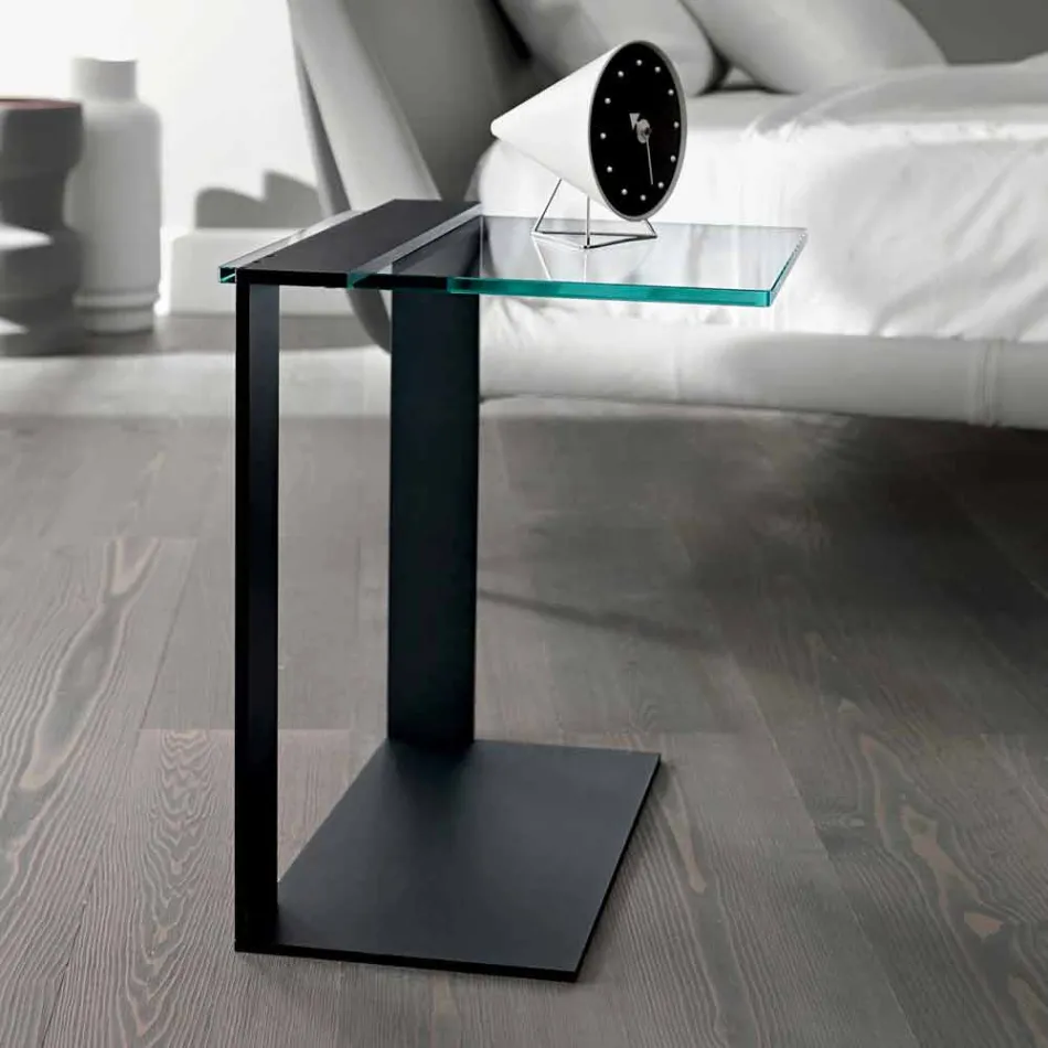 Moderní kovový a uzený nebo čirý skleněný konferenční stolek vyrobený v Itálii - Teilor Viadurini