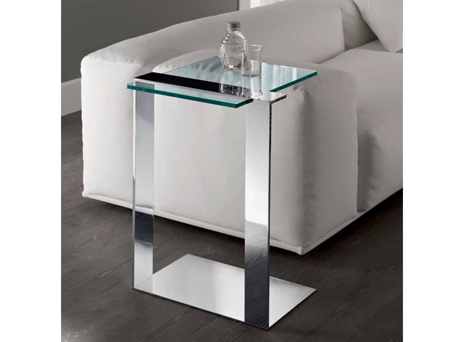 Moderní kovový a uzený nebo čirý skleněný konferenční stolek vyrobený v Itálii - Teilor Viadurini