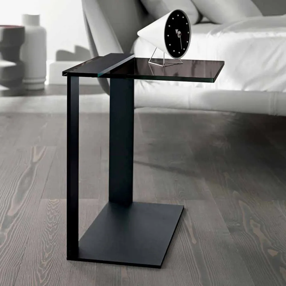 Moderní kovový a uzený nebo čirý skleněný konferenční stolek vyrobený v Itálii - Teilor Viadurini