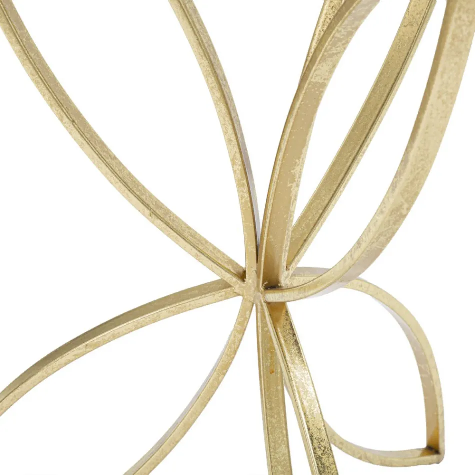 Zlatý železný konferenční stolek s kulatou zrcadlovou deskou - Umari Viadurini