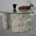 Oválný kamenný a skleněný konferenční stolek, moderní design Lindos Viadurini