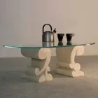 Oválný konferenční stolek v kamenném a krystalovém provedení Aracne-S Viadurini