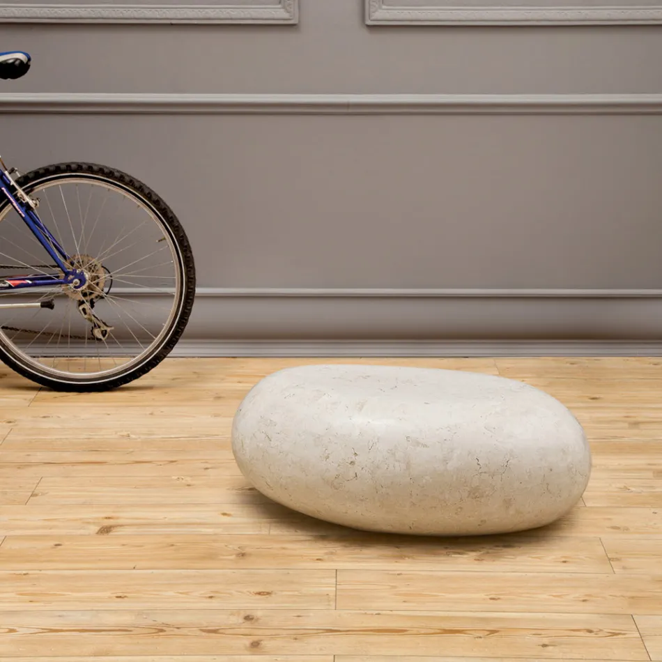 Oválný konferenční stolek z bílého fosilního kamene - Alfred Viadurini