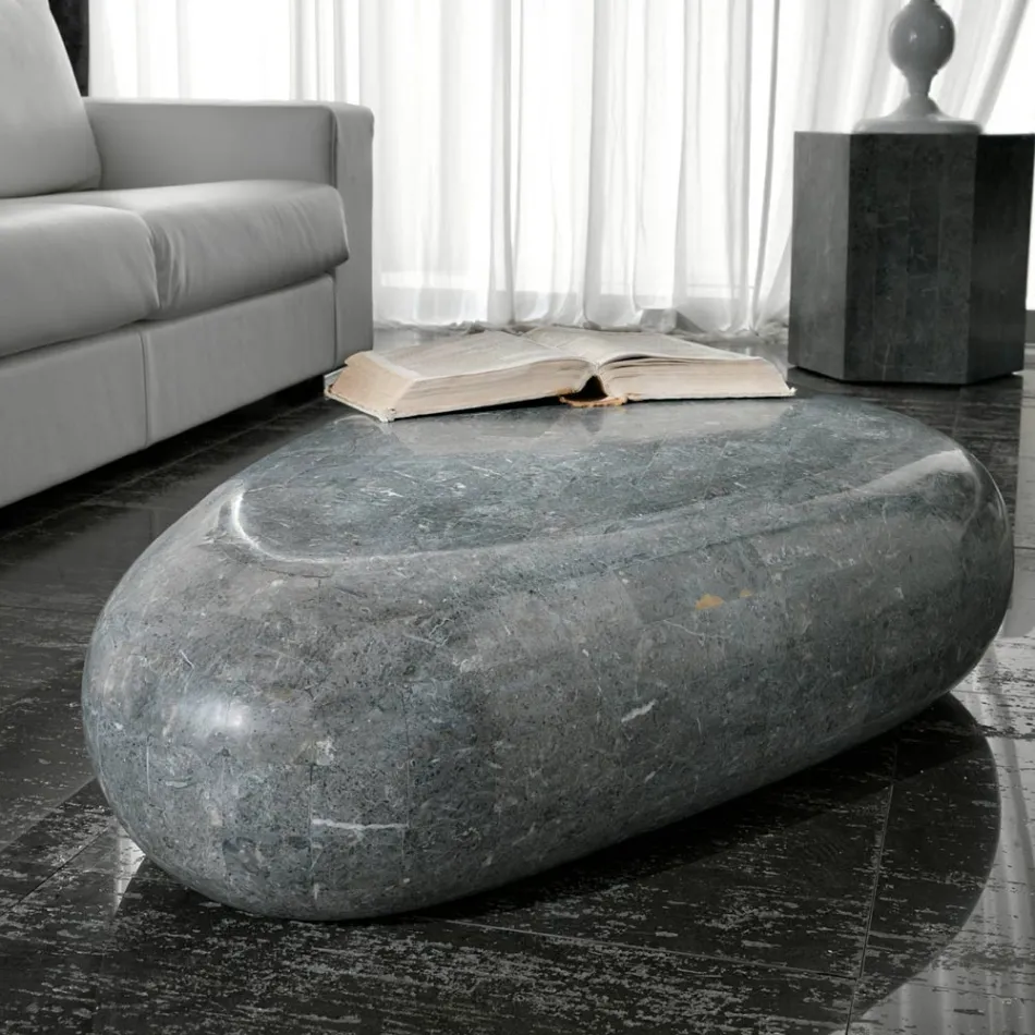 Oválný konferenční stolek v moderním fosilním kameni - Avenue Viadurini