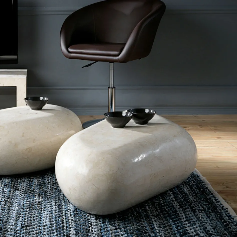 Oválný konferenční stolek v moderním fosilním kameni - Avenue Viadurini