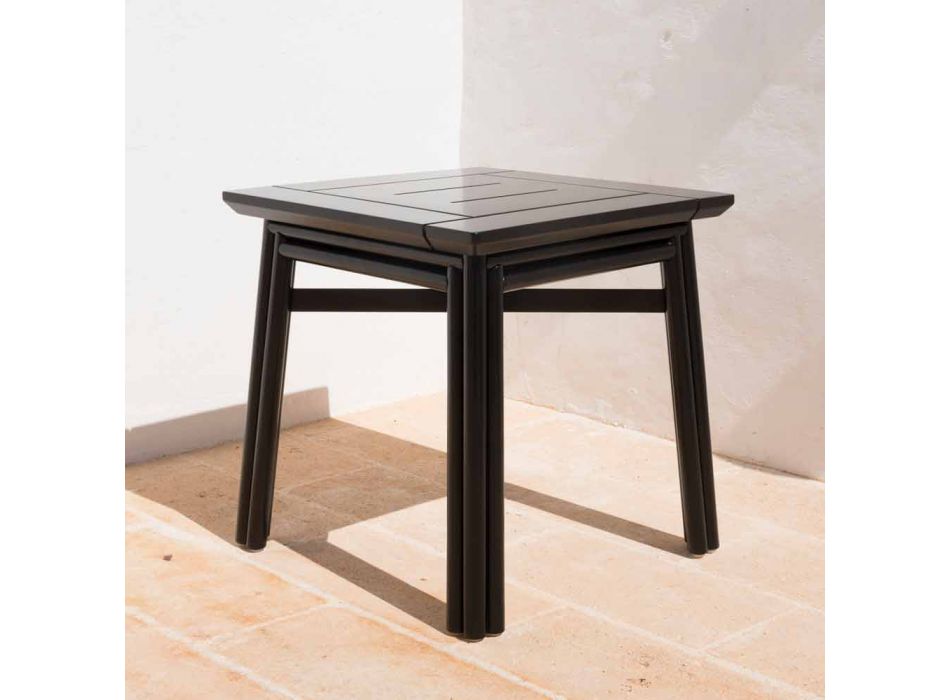 Venkovní konferenční stolek z přírodního nebo černého dřeva, 2 velikosti - Suzana Viadurini
