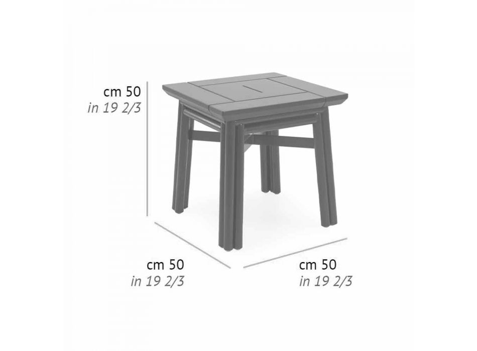 Venkovní konferenční stolek z přírodního nebo černého dřeva, 2 velikosti - Suzana Viadurini