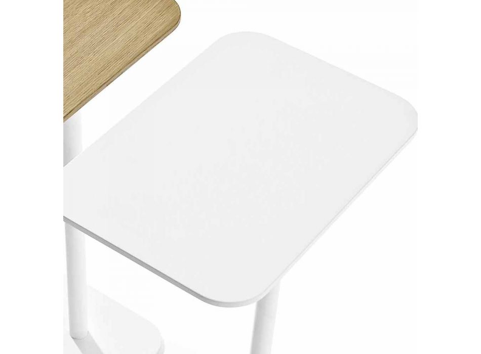 Moderní konferenční stolek na tablety v dubovém a bílém kovu - Adelaide Viadurini