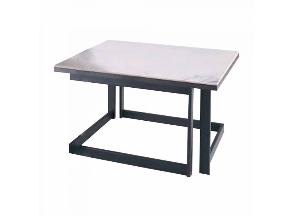 Čtvercový konferenční stolek v Gresu s kovovou základnou vyrobené v Itálii - Albert Viadurini