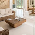 Čtvercový konferenční stolek z recyklovaného tropického dřeva - snímek Viadurini