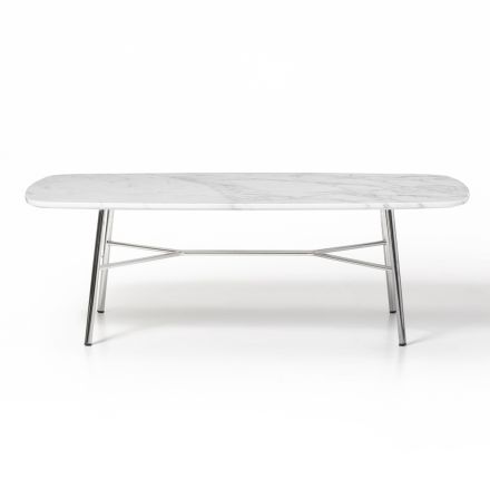 Obdélníkový konferenční stolek s mramorovou deskou Made in Italy - Makino Viadurini