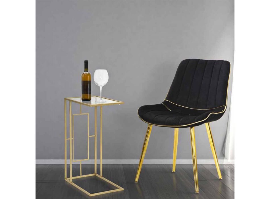 Obdélníkový konferenční stolek z moderního železa a skla - Albertino Viadurini