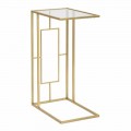 Obdélníkový konferenční stolek z moderního železa a skla - Albertino