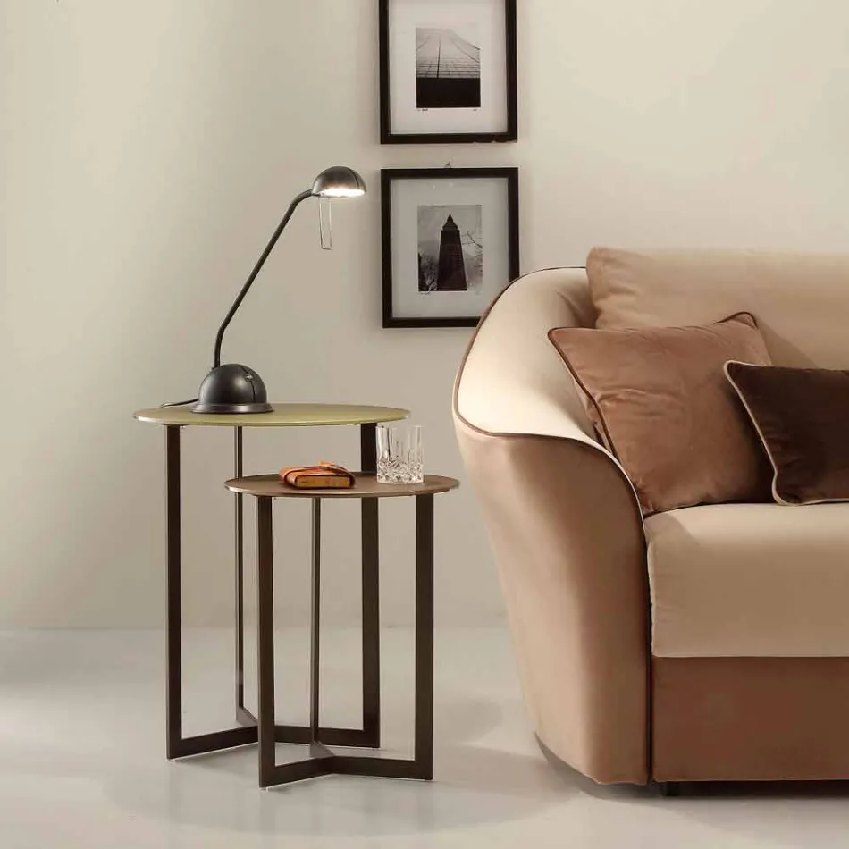 Kulatý konferenční stolek s křišťálovou deskou vyrobený v Itálii - Indio Viadurini