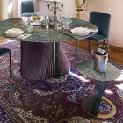 Kulatý designový konferenční stolek z kameniny a jasanu vyrobený v Itálii - Bering Viadurini