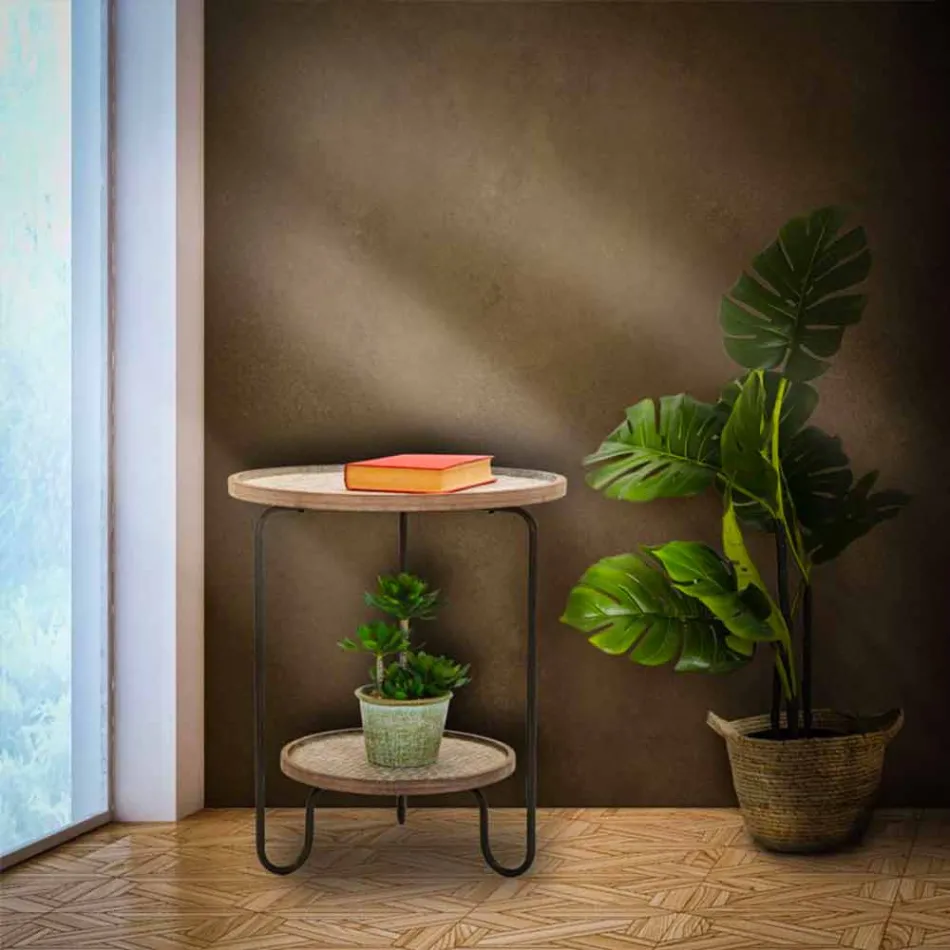 Kulatý konferenční stolek ze železa a MDF moderního designu - Luther Viadurini