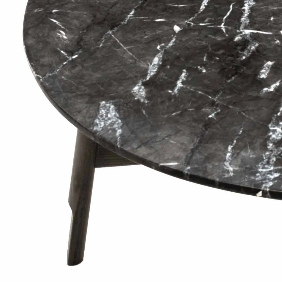 Kulatý konferenční stolek z mramoru a bukového dřeva vyrobený v Itálii - Daniela Viadurini