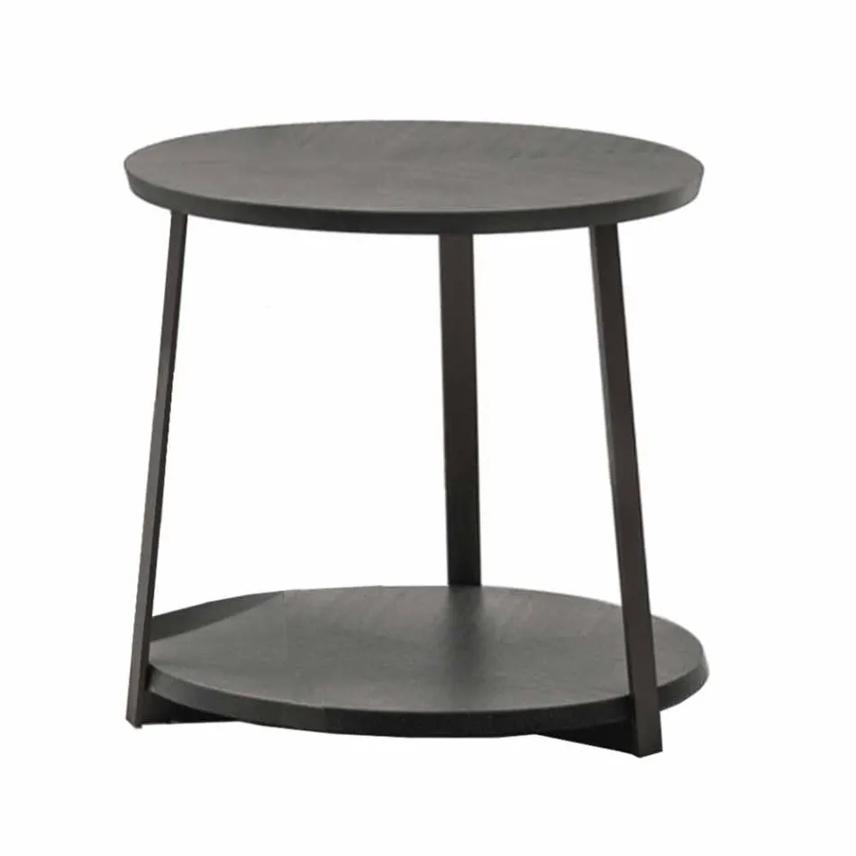 Kulatý konferenční stolek z MDF s kovovou strukturou vyrobený v Itálii - Aloe Viadurini