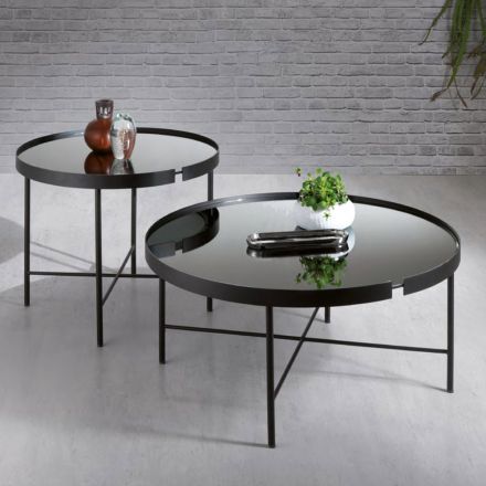 Kulatý konferenční stolek ze skla a kovu Made in Italy - Marimo Viadurini