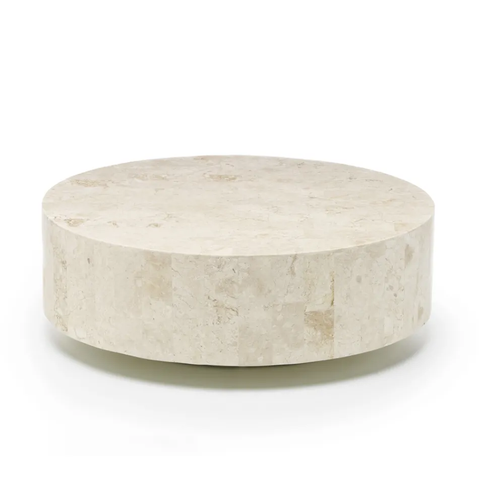 Moderní kulatý konferenční stolek z fosilního kamene - Vermont Viadurini