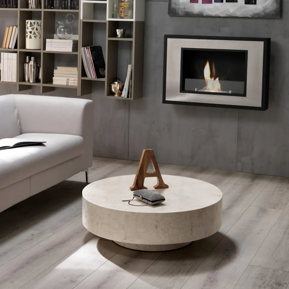 Moderní kulatý konferenční stolek z fosilního kamene - Vermont Viadurini