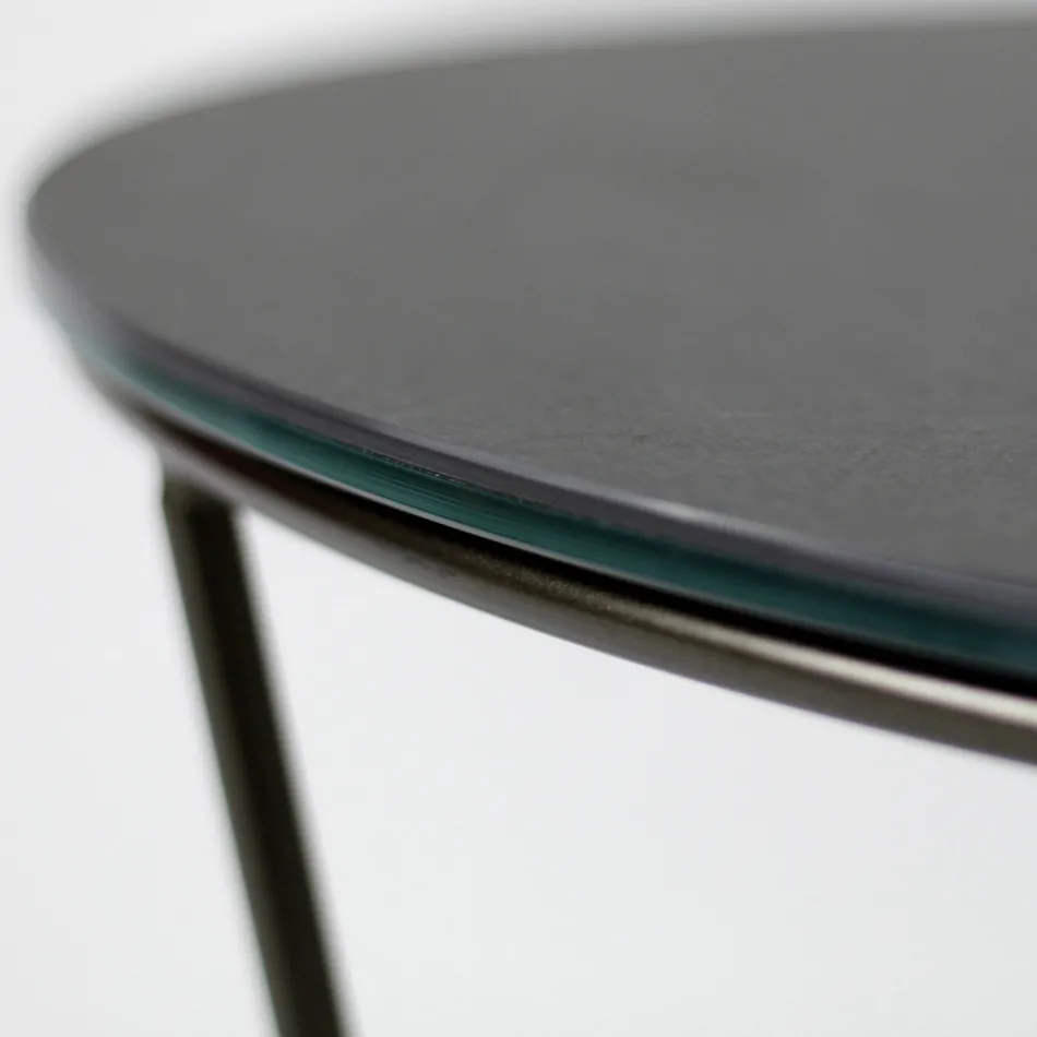 Kulatý konferenční stolek vyrobený z kameniny a oceli vyrobený v Itálii - Paini Viadurini