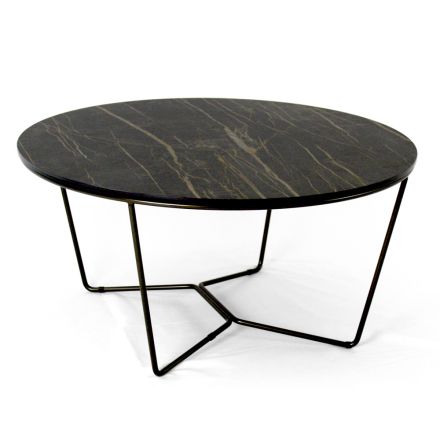 Kulatý konferenční stolek vyrobený z kameniny a oceli vyrobený v Itálii - Paini Viadurini