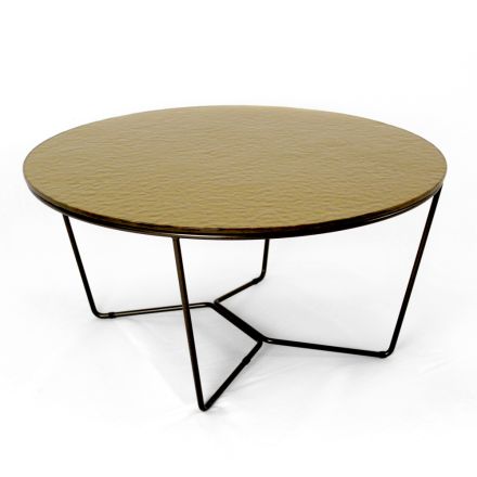 Kulatý konferenční stolek vyrobený ze skla a oceli vyrobený v Itálii - Paini Viadurini