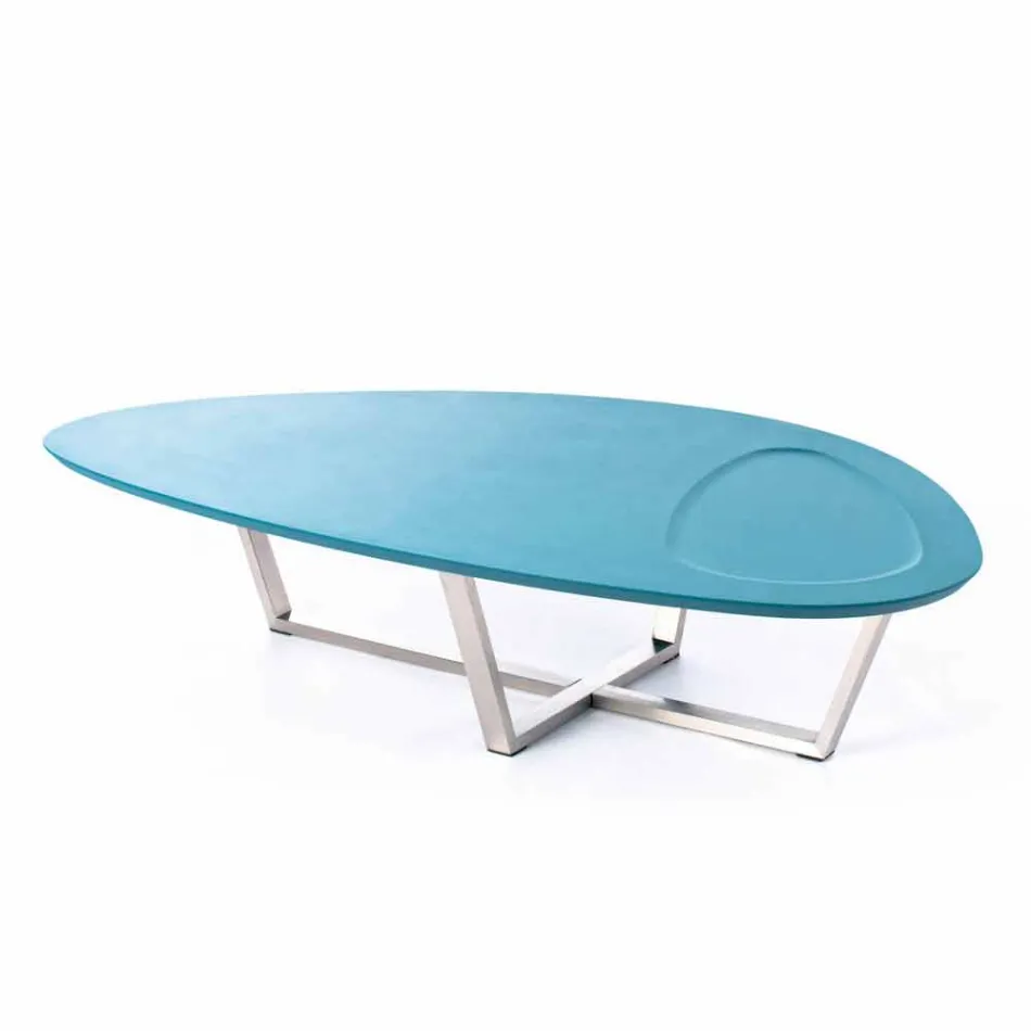 Moderní tvarovaný salonek ve formátu Mdf a Chrome Metal - Pimpa Viadurini