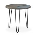 Kulatý konferenční stolek z eukalyptového dřeva, pryskyřice a kovu - Tigrao