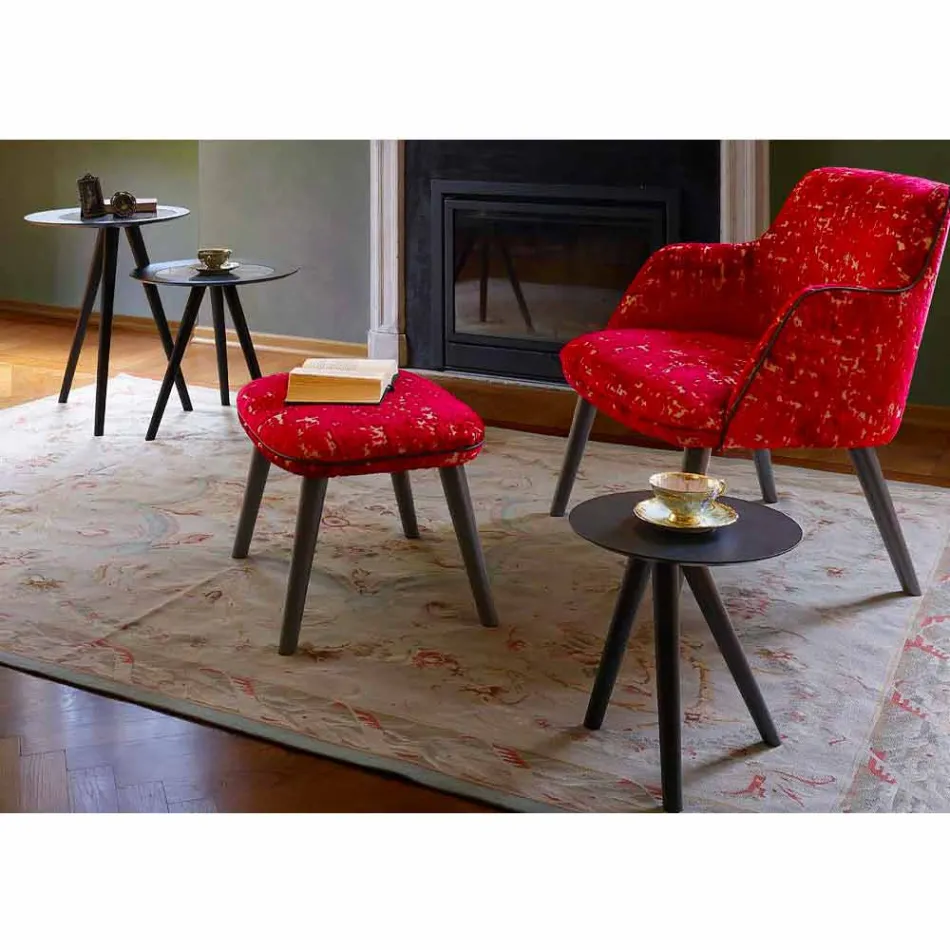 Kulatý konferenční stolek z černě šedého lakovaného dřeva vyrobený v Itálii - Stuttgart Viadurini