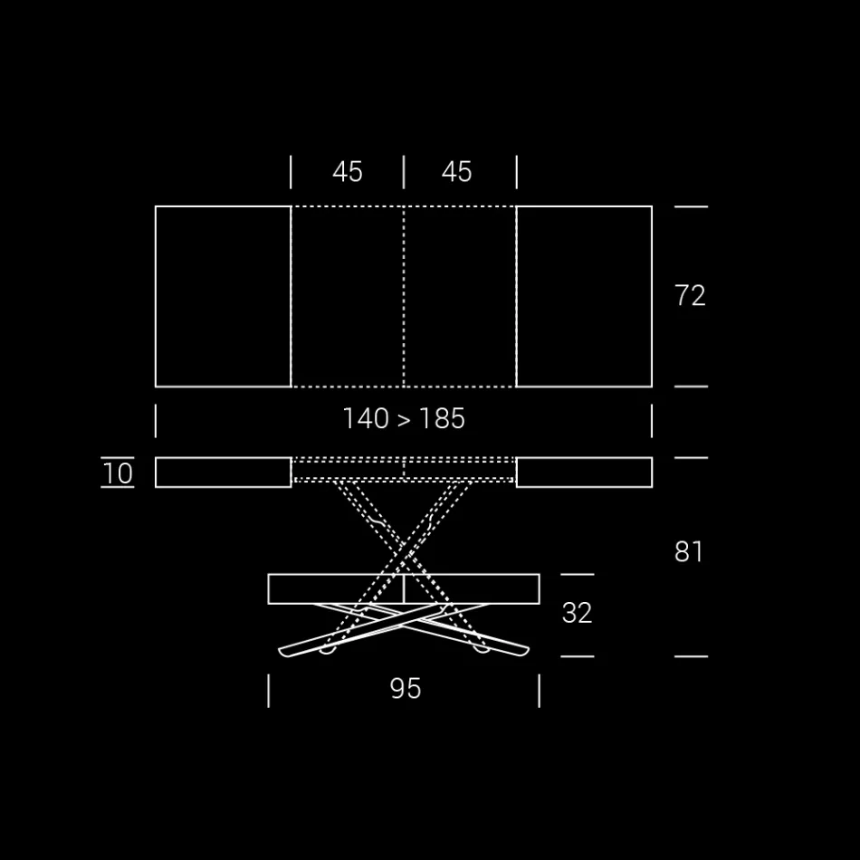 Transformovatelný konferenční stolek ze dřeva a kovu, vyrobený v Itálii - Sanrocco Viadurini