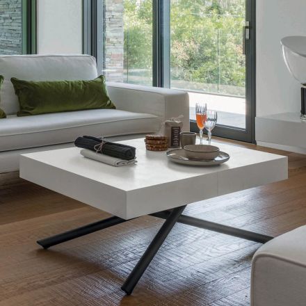Transformovatelný konferenční stolek ze dřeva a kovu, vyrobený v Itálii - Sanrocco Viadurini