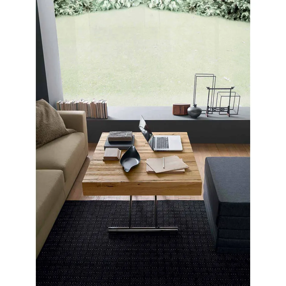 Transformovatelný konferenční stolek z masivního dřeva vyrobený v Itálii - Trabucco Viadurini