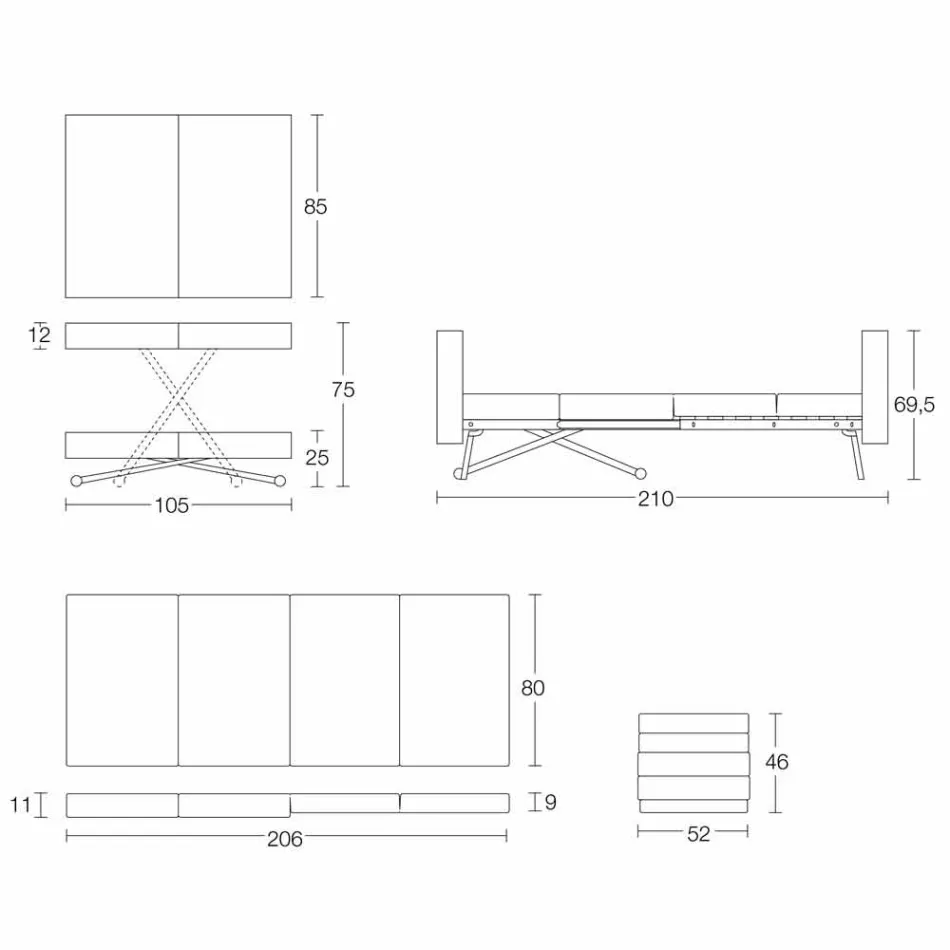 Transformovatelný konferenční stolek z masivního dřeva vyrobený v Itálii - Trabucco Viadurini