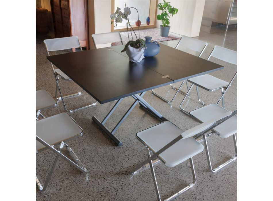 Transformovatelný konferenční stolek z kovu a skla - Morgan Viadurini