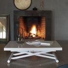 Transformovatelný konferenční stolek z kovu a skla - Morgan Viadurini