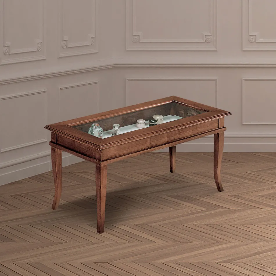 Konferenční stolek do obývacího pokoje se skleněnou nástěnkou Made in Italy - Demetra Viadurini