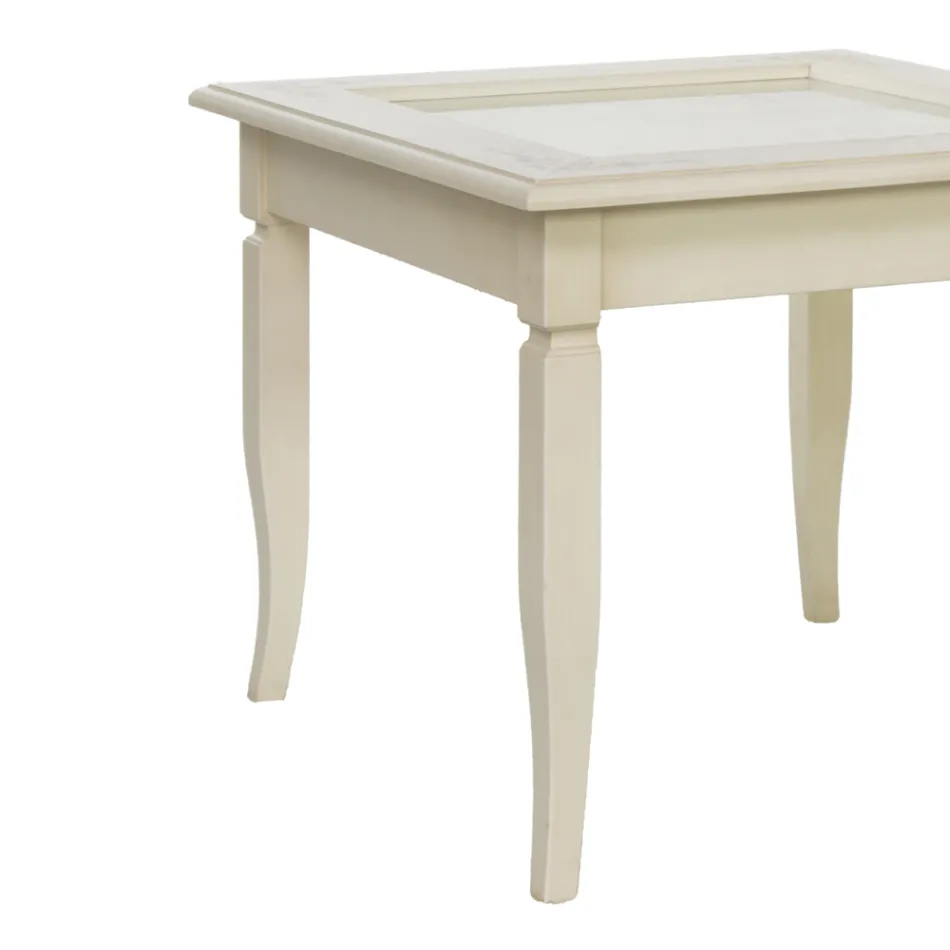 Konferenční stolek do obývacího pokoje se skleněnou čalouněnou nástěnkou Made in Italy - Demetra Viadurini