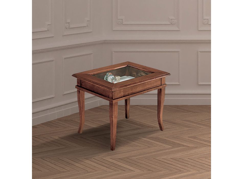 Konferenční stolek do obývacího pokoje se skleněnou čalouněnou nástěnkou Made in Italy - Demetra Viadurini