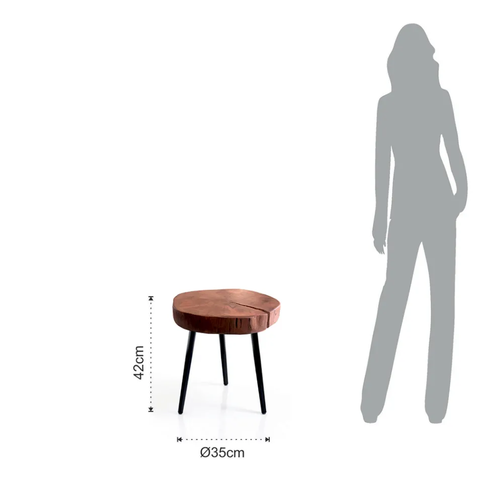 Konferenční stolek do obývacího pokoje s kovovými nohami a deskou z masivu - Sardinie Viadurini