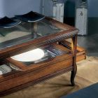 Konferenční stolek do obývacího pokoje se skleněnou deskou a 2 zásuvkami Made in Italy - Xipe Viadurini