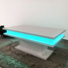 Lesklý bílý dřevěný konferenční stolek do obývacího pokoje s LED osvětlením nebo bez něj - Perro Viadurini